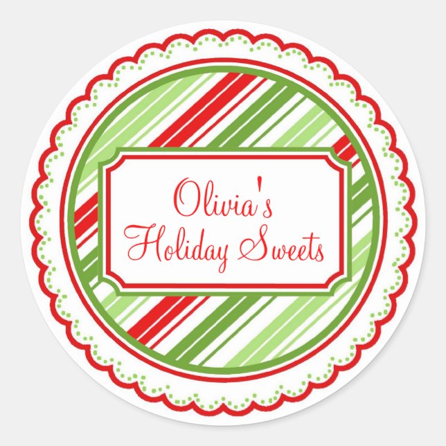 Christmas Sweet Stripes Holiday Stickers (Front)