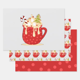 Christmas Sweets and Polka Dots Wrapping Paper Sheet