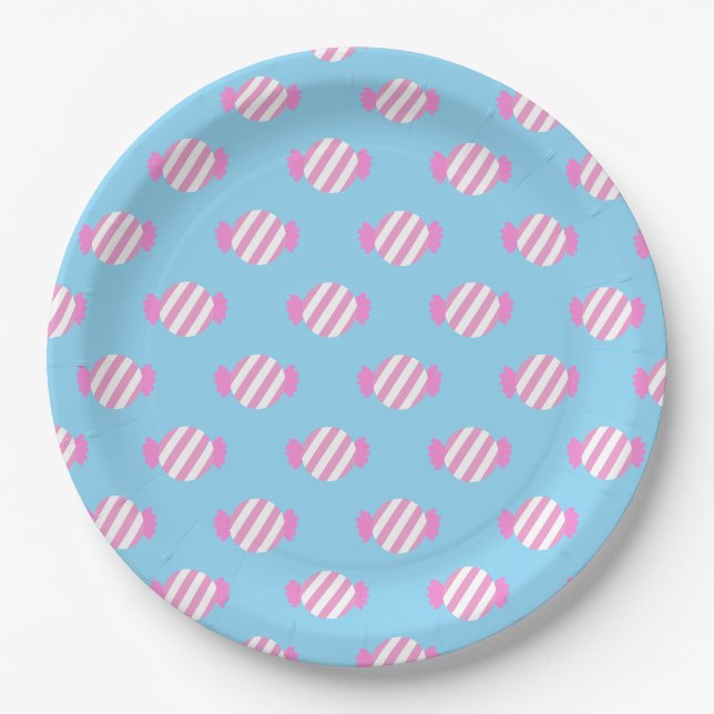 Christmas Sweets Blue Paper Plate (Front)