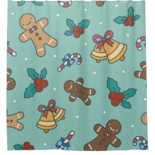 Christmas sweets seamless pattern shower curtain