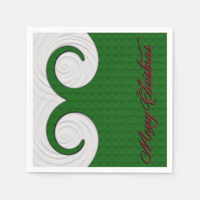 Christmas Swirl Green and White Napkins (Front)