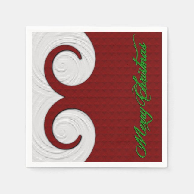 Christmas Swirl Red and White Holiday Napkins (Front)