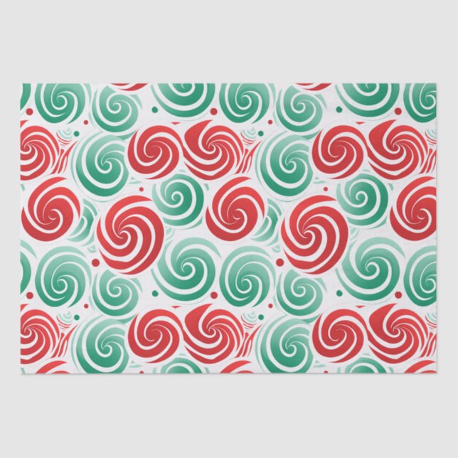 Christmas Swirl Red, Green, and White  Tissue Paper (Front)