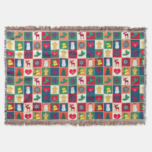 Christmas Symbol Pattern Xmas Throw Blanket