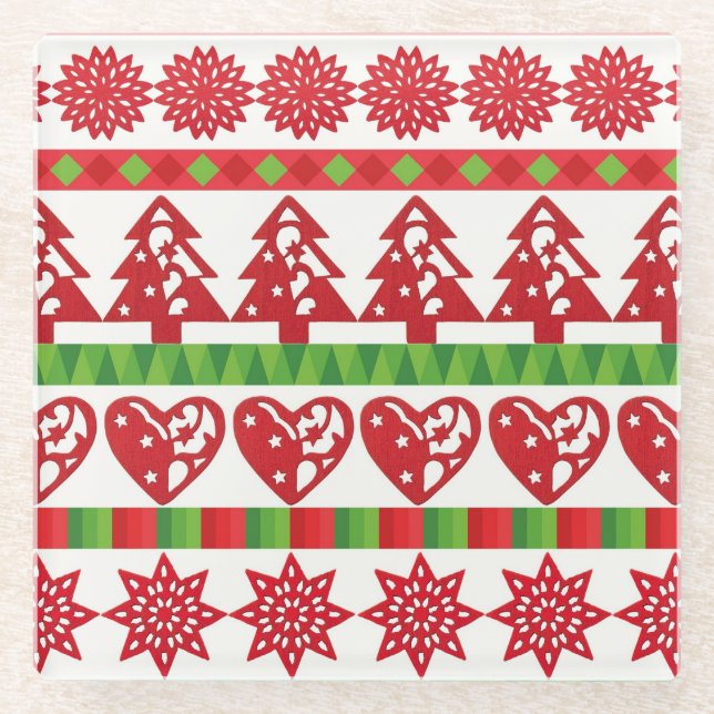 Christmas symbols glass coaster (Front)
