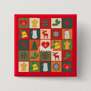 Christmas Symbols Medley Art Thunder_Cove 15 Cm Square Badge