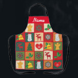 Christmas Symbols Medley Art Thunder_Cove Apron<br><div class="desc">Show your enthusiasm for the winter holiday season with this fun mix of classic Christmas items such as angels,  snowmen,  reindeers,  Christmas trees,  snowflakes and holly,  customise with your own greeting,  name,  message,  etc</div>