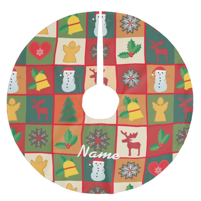 Christmas Symbols Medley Art Thunder_Cove Brushed Polyester Tree Skirt (Front)
