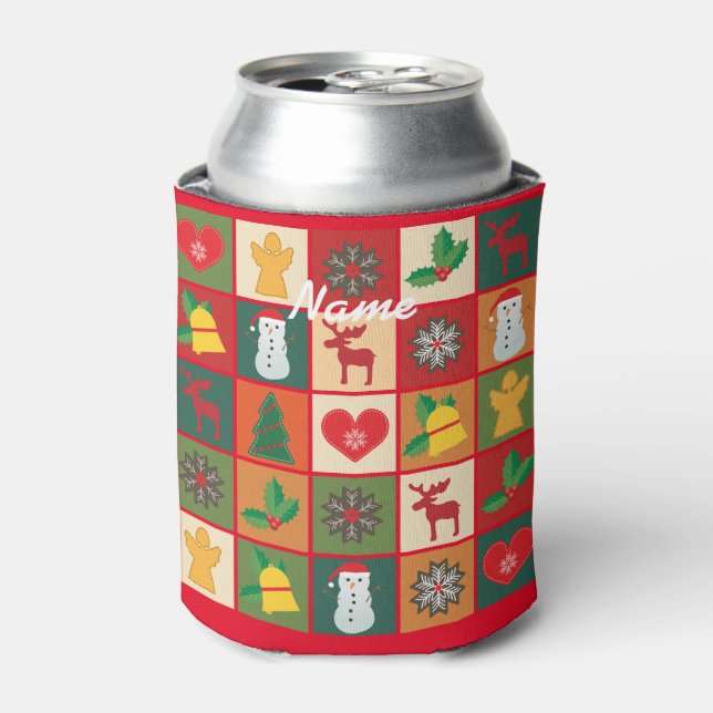 Christmas Symbols Medley Art Thunder_Cove Can Cooler (Can Front)