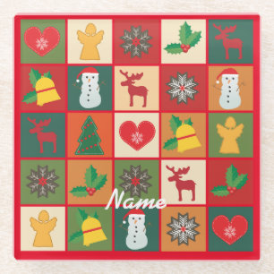 Christmas Symbols Medley Art Thunder_Cove Glass Coaster