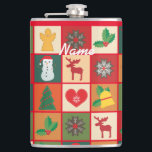 Christmas Symbols Medley Art Thunder_Cove  Hip Flask<br><div class="desc">Show your enthusiasm for the winter holiday season with this fun mix of classic Christmas items such as angels,  snowmen,  reindeers,  Christmas trees,  snowflakes and holly,  customise with your own greeting,  name,  message,  etc</div>
