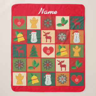 Christmas Symbols Medley Art Thunder_Cove Sherpa Blanket