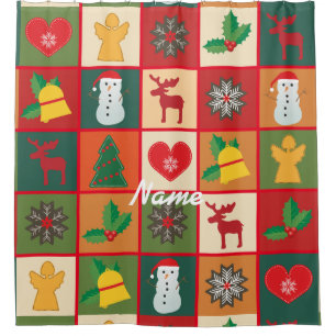 Christmas Symbols Medley Art Thunder_Cove Shower Curtain