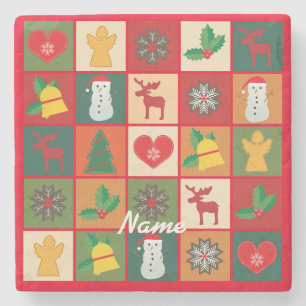 Christmas Symbols Medley Art Thunder_Cove Stone Coaster