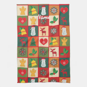 Christmas Symbols Medley Art Thunder_Cove Tea Towel