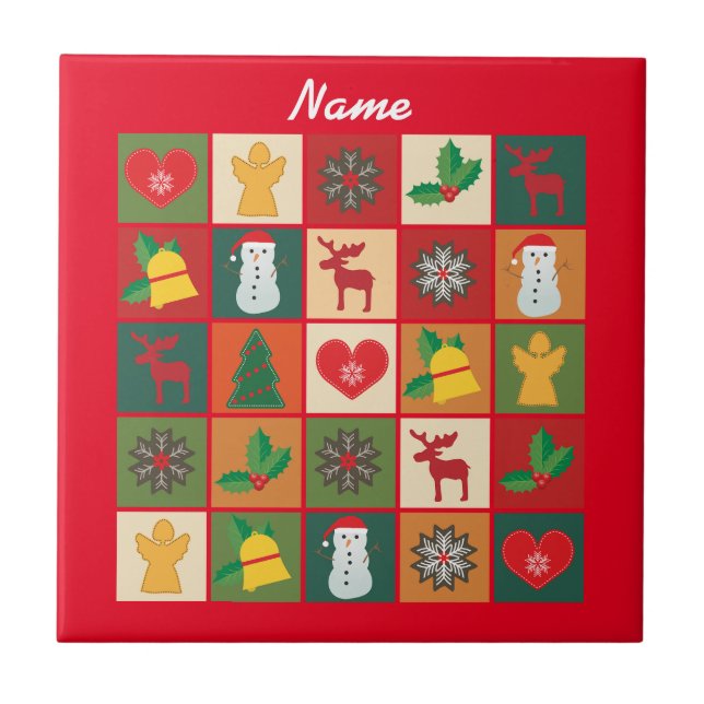 Christmas Symbols Medley Art Thunder_Cove Tile (Front)