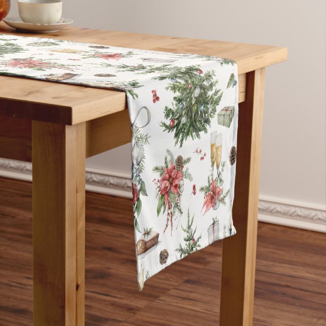 Christmas symbols pattern short table runner (In Situ)