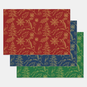 Christmas symbols pattern wrapping paper sheet