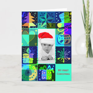 Christmas Symbols Photo Frame + your Photo & text Holiday Card