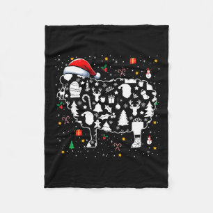Christmas Symbols Santa Sheep Cute Shape Matching Fleece Blanket