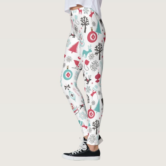 Christmas symbols seamless pattern leggings (Left)