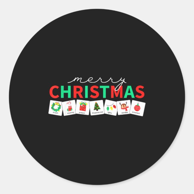 Christmas Symbols Special Education Teacher Speech Classic Round Sticker (Front)