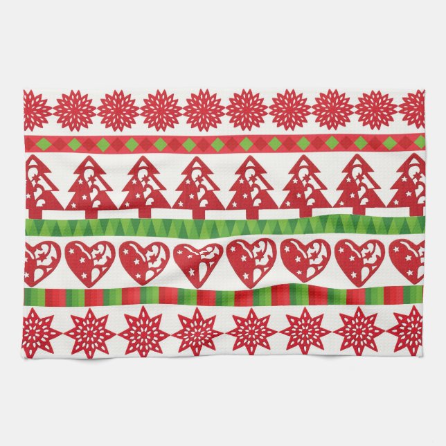 Christmas symbols tea towel (Horizontal)