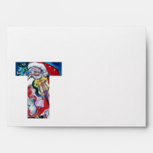 CHRISTMAS T LETTER /SANTA  CLAUS WITH VIOLIN ENVELOPE