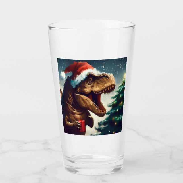 Christmas T-Rex 1 Glass (Front)