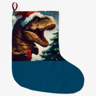 Christmas T-Rex 1 Large Christmas Stocking