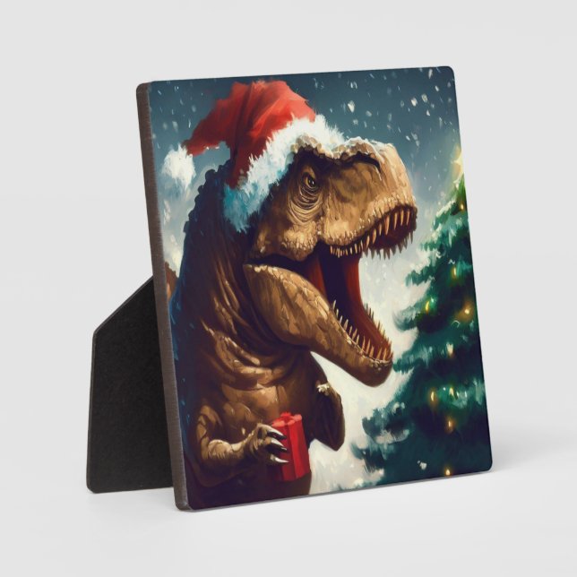 Christmas T-Rex 1 Plaque (Front)