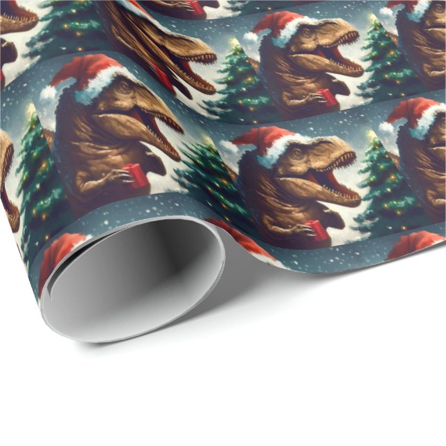 Christmas T-Rex 1 Wrapping Paper (Roll Corner)