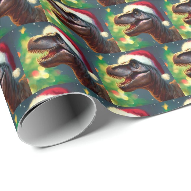 Christmas T-Rex 2 Wrapping Paper (Roll Corner)
