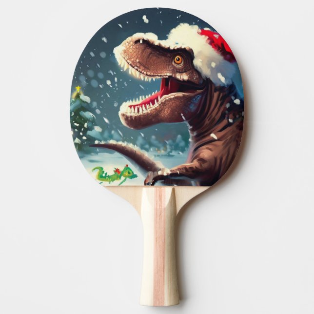 Christmas T-Rex (3) Ping Pong Paddle (Front)