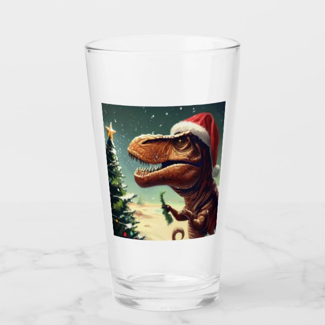 Christmas T-Rex 4 Glass (Front)