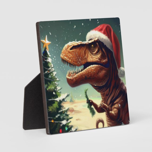 Christmas T-Rex 4 Plaque (Front)