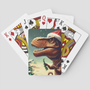 Christmas T-Rex (4) Playing Cards
