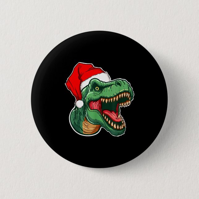 Christmas T-rex  6 Cm Round Badge (Front)