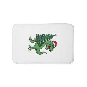 Christmas T-Rex Carrying Christmas Tree Bath Mat