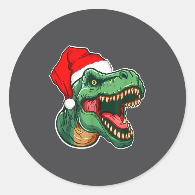 Christmas T-rex  Classic Round Sticker (Front)