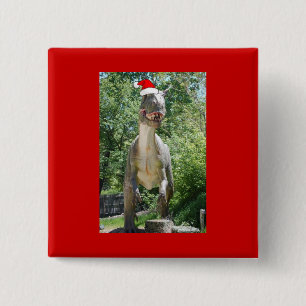 Christmas T-Rex Dinosaur 15 Cm Square Badge