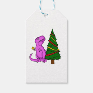 Christmas T-Rex dinosaur  3 Gift Tags