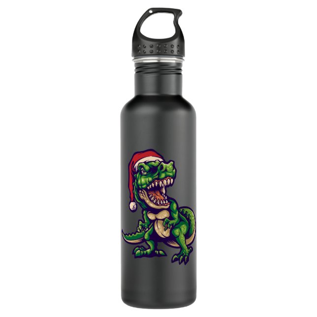 Christmas T-rex Dinosaur | Dinosaur Design 710 Ml Water Bottle (Front)