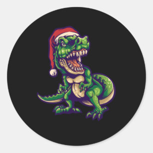 Christmas T-rex Dinosaur   Dinosaur Design Classic Round Sticker