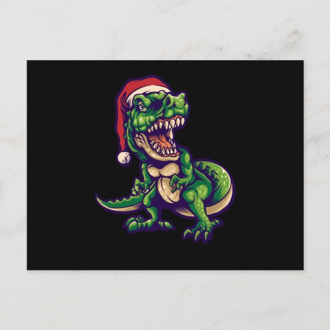Christmas T-rex Dinosaur | Dinosaur Design Postcard (Front)