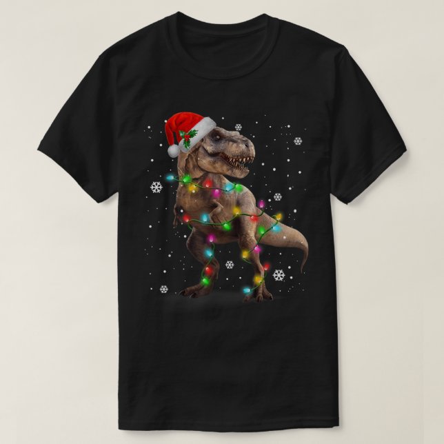 Christmas T-Rex Dinosaur Funny Holiday Shirt (Design Front)