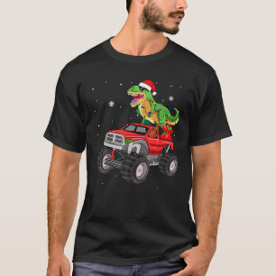 Christmas t rex dinosaur truck Monster santa Pajam T-Shirt