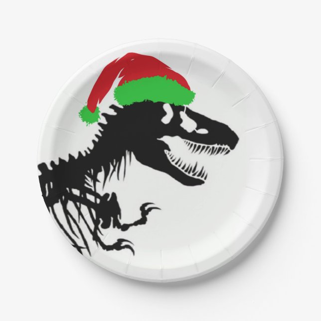 Christmas T-Rex Paper Plate (Front)
