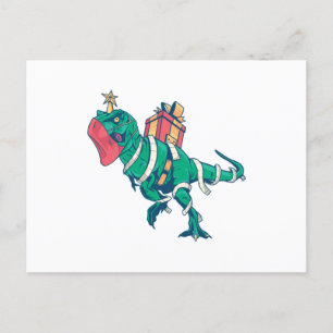 Christmas t.rex postcard