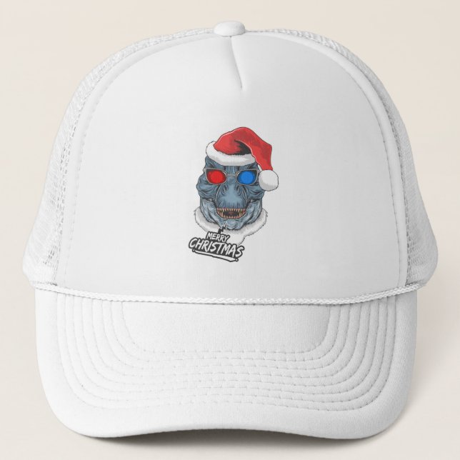 Christmas T Rex Trucker Hat (Front)
